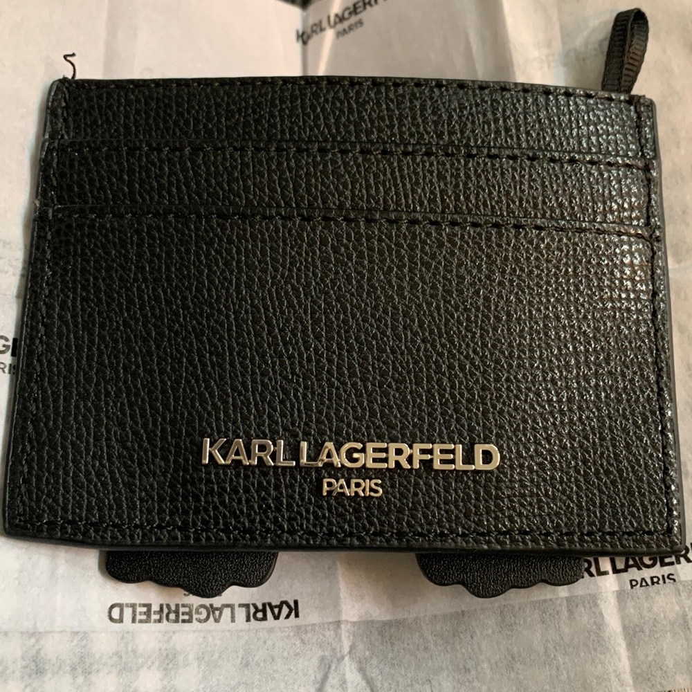 Karl Lagerfeld Black and Cream Card Holder - Picture 2 of 2
